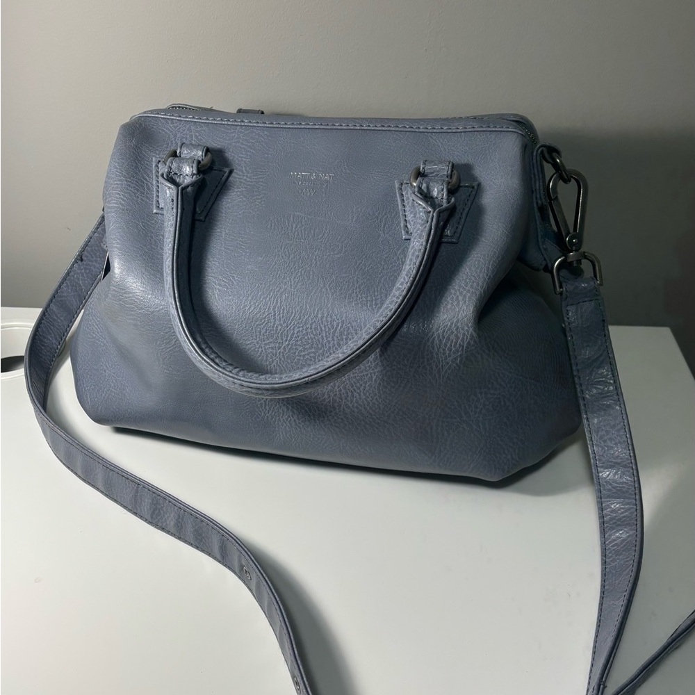 Matt & Nat Blue Satchel with Adjustable Strap and Minimalist Design